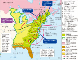 4 アメリカ独立革命 4 アメリカ独立戦争時の13植民地 1775 山川 詳説世界史図録 163頁 山川 二宮ictライブラリ