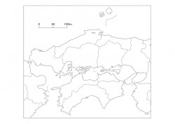 白地図 中国四国 県境あり 山川 二宮ictライブラリ