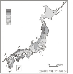 P 148図1都道府県別の老年人口率 山川 二宮ictライブラリ