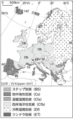 P 105図2ヨーロッパの気候区分図 山川 二宮ictライブラリ