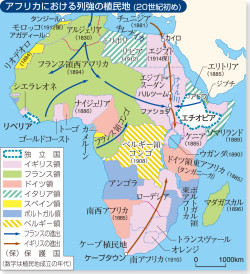 アフリカにおける列強の植民地（20世紀初め）(世A316『世界の