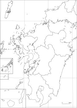 白地図素材集 九州地方 山川 二宮ictライブラリ