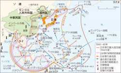 太平洋戦争要図(日B315『新日本史 改訂版』P.322、カラー) | 山川 