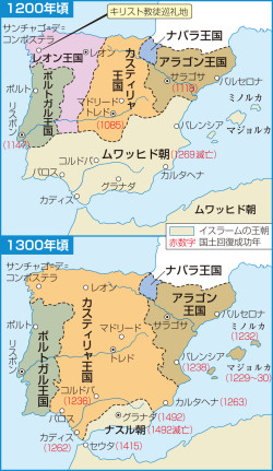 3 ポルトガルとスペインの統一 レコンキスタ 流れ図世界史図録ヒストリカ 95頁 山川 二宮ictライブラリ